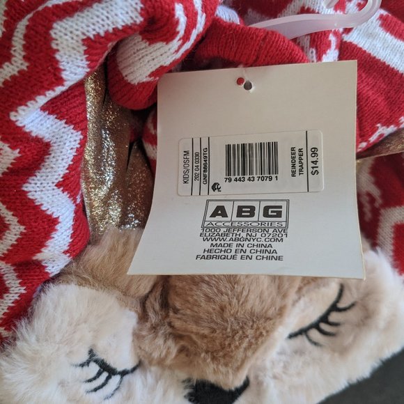 Kids Plush Christmas Reindeer Trapper Hat New - Picture 9 of 9